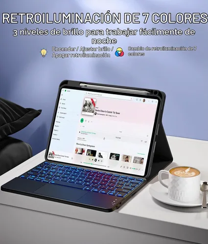 Vista 5 de Harvopu Funda compatible con iPad de 11ª y 10ª generación con teclado, funda tipo folio con soporte para Pencil, trackpad multitáctil