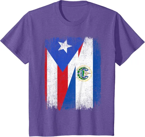 Vista 42 de Camiseta Half Puerto Rico El Salvador Flag Orgullo Salvadoreño Roots