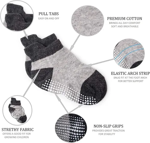 Vista 2 de Zaples - Calcetines altos hasta el tobillo para bebé con base antideslizante, unisex