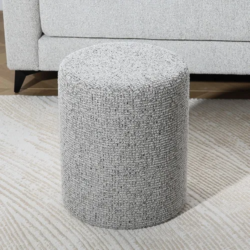 Vista 10 de Get Set Style Moderno otomano redondo con asiento acolchado suave, taburete multifuncional para maquillaje, reposapiés tapizado, taburete otomano