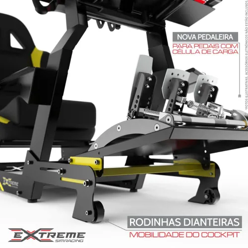 Vista 3 de Extreme Simracing Racing Simulator Cockpit With All Accessories (BlackYellow) - VIRTUAL EXPERIENCE V 3.0 Racing Simulator For Logitech G27, G29