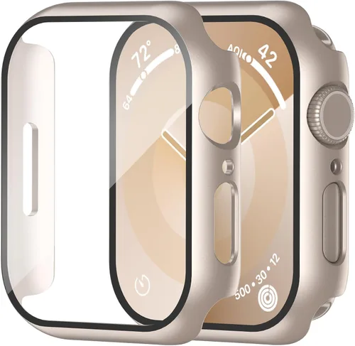 Vista 13 de Smiling Paquete de 2 fundas compatibles con Apple Watch Serie 3/Serie 2 de 1.49 pulgadas, protector de pantalla vidrio templado, carcasa rígida