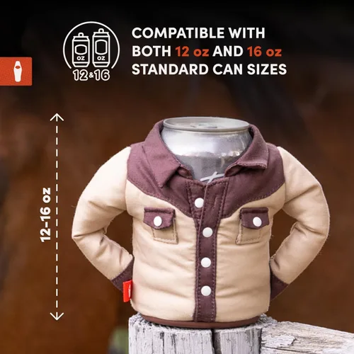 Vista 5 de Puffin - The Howdy Cowboy Shirt - Enfriador de latas aislado de 12 oz I Aislante de botellas de cerveza y latas de refrescos, mantiene las bebidas
