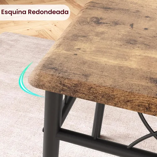 Vista 3 de CABIHOME Juego de mesa de comedor para 4, juego de mesa de cocina con 4 sillas, juego de mesa de comedor rectangular para 4, juego de mesa de cocina