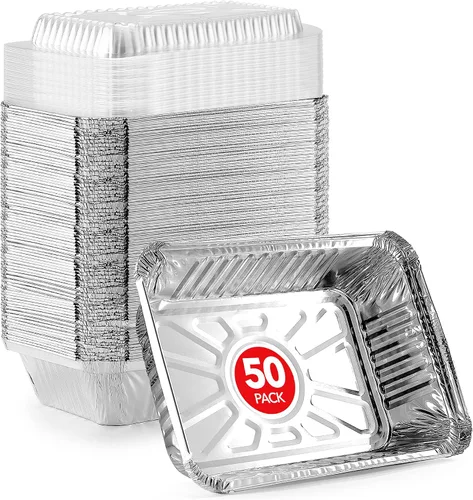 Vista 9 de Stock Your Home Sartenes pequeños de aluminio de 1 libra con tapas de plástico transparente (paquete de 100), utensilios de cocina desechables