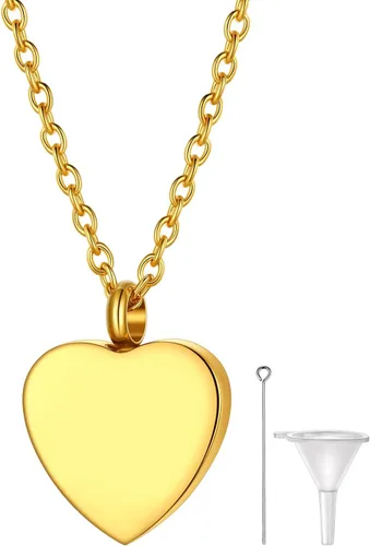 Vista 22 de Richsteel Collares de urna para cenizas para mujeres y hombres, collar con colgante de cremación para cenizas, joyería conmemorativa de acero