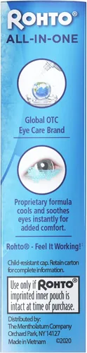 Vista 5 de Rohto Ice All-in-one, gotas para los ojos refrescantes para alivio de múltiples síntomas, 0.4 onzas, 3