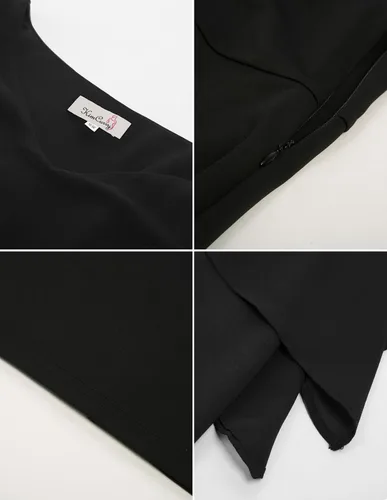 Vista 6 de KIMCURVY Vestido de capa de talla grande para mujer, vestido de tubo con superposición de gasa, vestido midi para boda, cóctel, fiesta