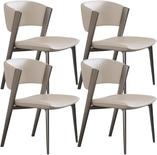 Vista 10 de YVYKFZD Juego de sillas de comedor de cuero, sillas de comedor con patas y respaldo de metal, sillas de cocina sin brazos de ocio, silla auxiliar