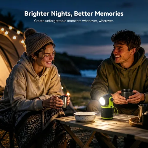Vista 4 de CLAKAP Linterna LED para campamento, linterna recargable de 3000 lúmenes, linterna giratoria de 180°, luz de campamento portátil con cargador