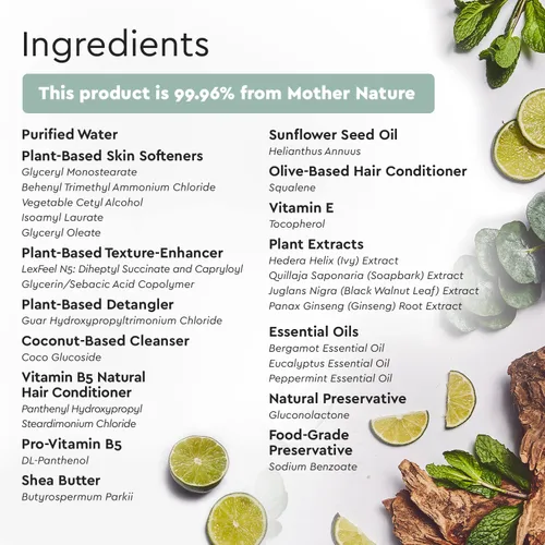 Vista 5 de Puracy Recambio de champú natural, 48 onzas líquidas, el cabello se mantiene más limpio durante más tiempo con LexFeel N5, sin sulfatos