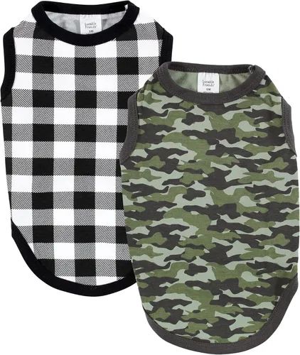 Vista 17 de Luvable Friends Camisetas de algodón para perros y gatos, 2 unidades, camuflaje plátano, talla XS