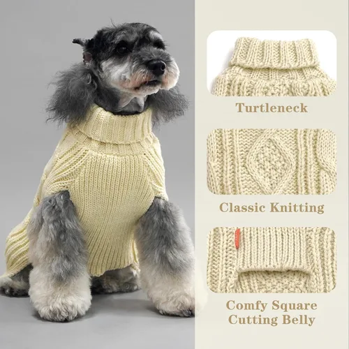 Vista 3 de kyeese Suéteres para Perros Pequeños con Hilo Dorado Cuello de Tortuga Tejido de Punto para Perro