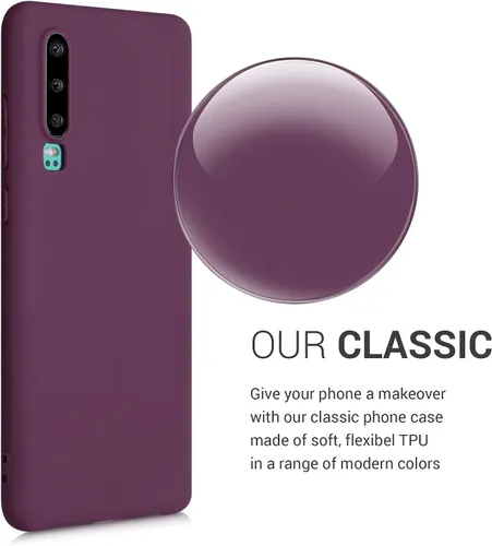 Vista 2 de kwmobile Funda compatible con Huawei P30 - Funda protectora de silicona TPU suave y delgada - Violeta burdeos