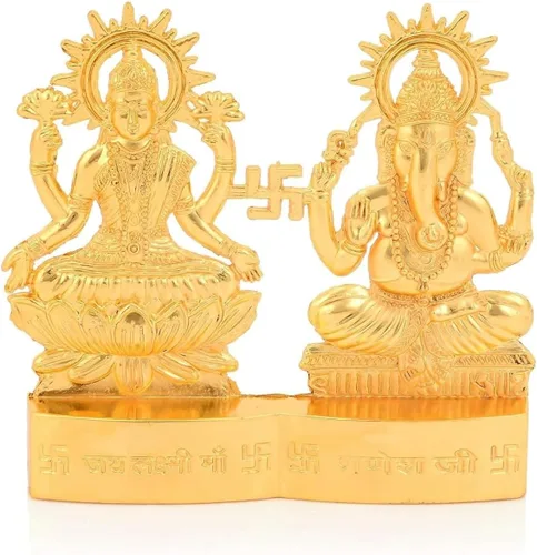 Vista 5 de IS4A Laxmi Ganesha - Estatua energizada – Lakshmi Ganesh Murti para Mandir Home, regalo de Diwali ídolo Murti para Pooja hindú, hogar Mandir indio
