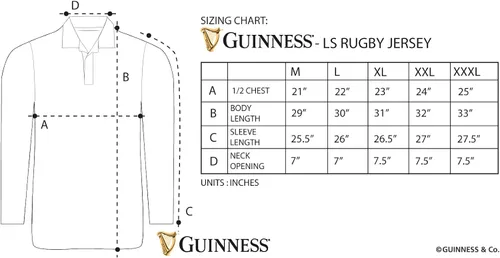 Vista 2 de Guinness Camiseta de rugby irlandés de manga larga para hombre camiseta de rugby estilo polo para hombre sudadera de cerveza