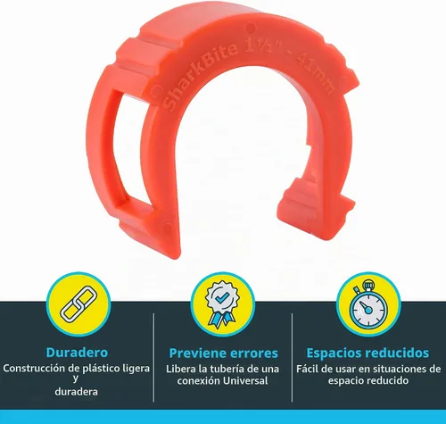Vista 3 de SharkBite Clip de desconexión de 1-1/2 pulgadas para empujar para conectar accesorios de plomería de latón, UXLDC41