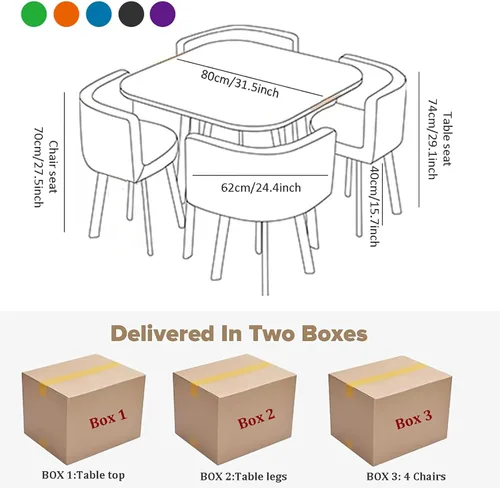 Vista 7 de Juego de mesa de comedor cuadrada con sillas, mesa de cocina compacta y 4 sillas, mesa de conferencias moderna con sillas, mesa de recepción