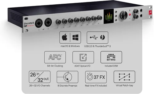 Vista 3 de Antelope Audio Interfaz de audio discreta 8 Pro Synergy Core Desktop 26x32