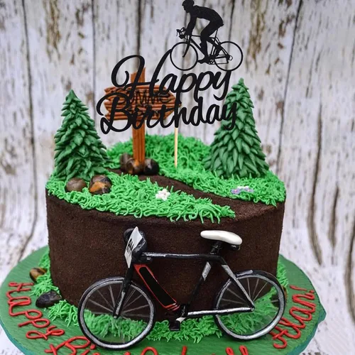 Vista 4 de 1 adorno para pastel de cumpleaños, decoración de pastel de fiesta de cumpleaños, decoración de pastel con temática deportiva Bicicleta