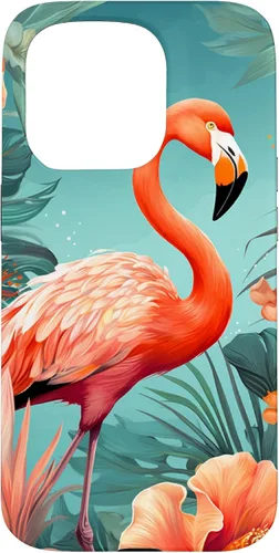Vista 21 de Tropical Pink Flamingo Teal Orange Wildflower Palm Leaves Case for iPhone 17