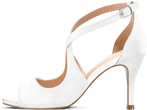 Vista 7 de mysoft Sandalias de tacón con punta abierta para mujer, de tacón alto, con tiras cruzadas, elegantes zapatos de vestir de graduación