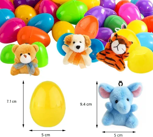 Vista 3 de CAMIRUS Paquete de 12 mini juguetes de animales de peluche, bonitos llaveros de animales de peluche para niños, cesta de Pascua, suministros