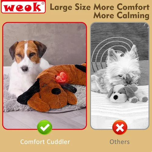 Vista 4 de WEOK Juguete de Latidos del Corazón para Cachorros para Alivio de Ansiedad por Separación, Animal de Peluche con Latidos Ayuda Conductual Calmante