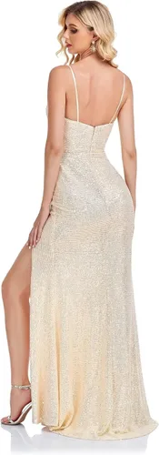 Vista 4 de Vestidos de fiesta de sirena brillantes, vestidos largos formales de lentejuelas y vestidos de noche para mujer
