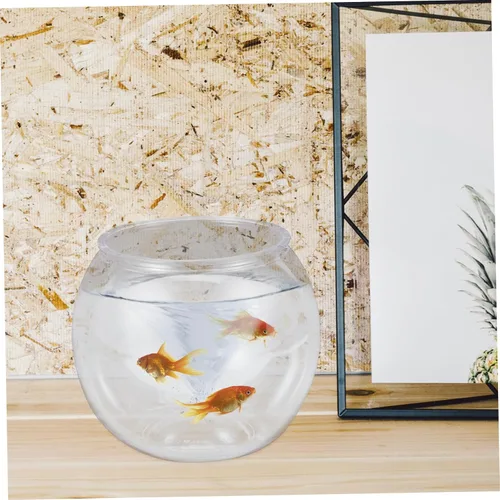 Vista 6 de Hemobllo Tanque de peces redondo transparente Jarrón hidropónico de plástico pequeño tanque de peces tanque de terrario Betta Fish Bowl Plantador
