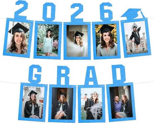 Vista 9 de KatchOn, Cartel de fotos de graduación negro 2026 – Grande, 10 pies Banner de graduación Clase de 2026 personalizado Decoraciones de graduación