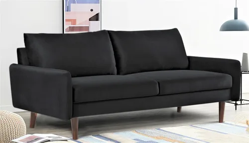 Vista 6 de Container Furniture Direct Kent - Sofá de terciopelo para salas de estar modernas y espacios compactos, cómodo sofá de 3 plazas, muebles de estudio