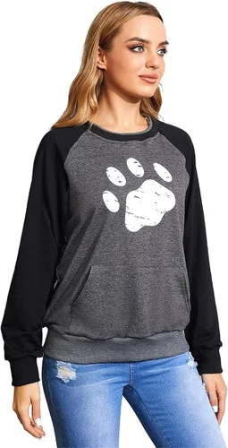 Vista 6 de Camiseta de manga larga para mujer, diseño de pata de cachorro