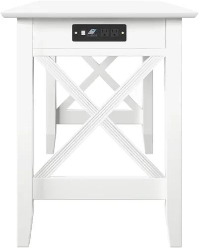Vista 7 de AFI Lexi Escritorio con cajón y estación de carga en color blanco
