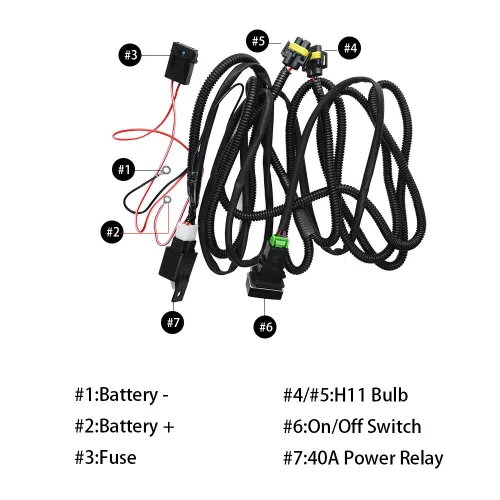 Vista 2 de H11 880 881 H9 H8 Lámpara de luz antiniebla Arnés de cableado Conector de cable con relé de 40 A e interruptor de encendido/apagado Kits apto