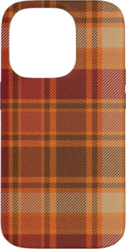 Vista 17 de iPhone 16 Vintage Halloween Naranja Rojo Plaid Otoño Calabazas Caso