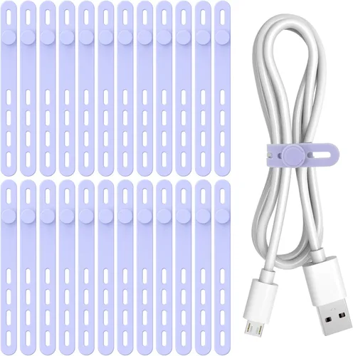 Vista 14 de Donruby 30 bridas de silicona para cables, correas organizadoras de cables Verde claro