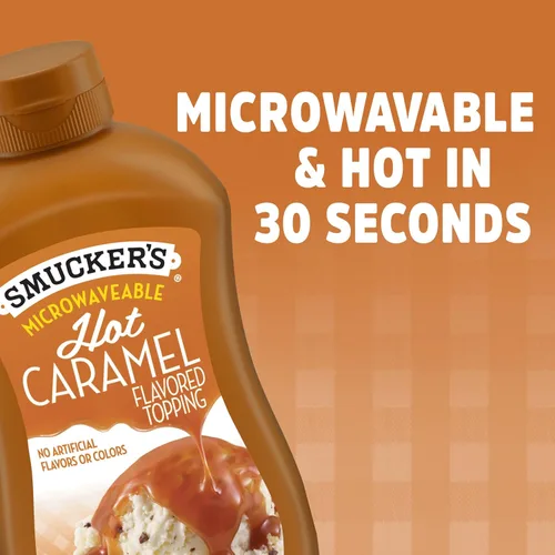 Vista 4 de Smucker's Topping con sabor a caramelo caliente, 15.5 onzas (paquete de 6), botella exprimible para microondas