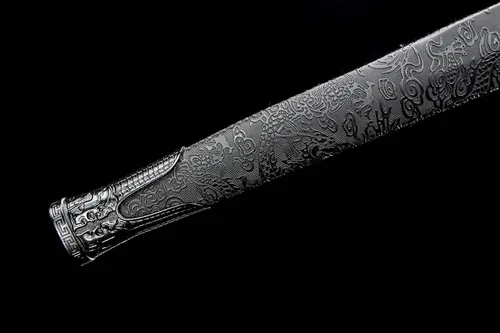 Vista 7 de Espada práctica recta y afilada de acero al manganeso tradicional chino Han Negro