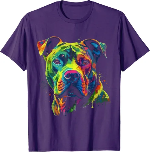 Vista 5 de Pit Bull Mom Dog Lover - Camiseta artística para mujer, Negro