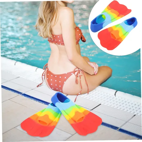 Vista 6 de SUPVOX Aletas de natación de silicona, cuchillas cortas, aletas en forma de abanico para niños, entrenamiento, esnórquel, buceo, uso ligero