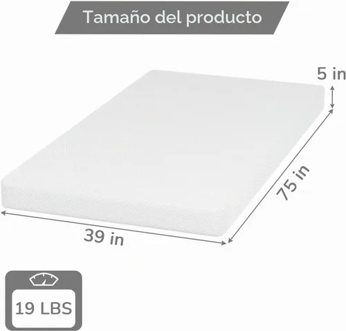 Vista 2 de PayLessHere Colchón individual 5 pulgadas Espuma viscoelástica con gel de té verde Sensación medianamente firme Viene en una caja Con