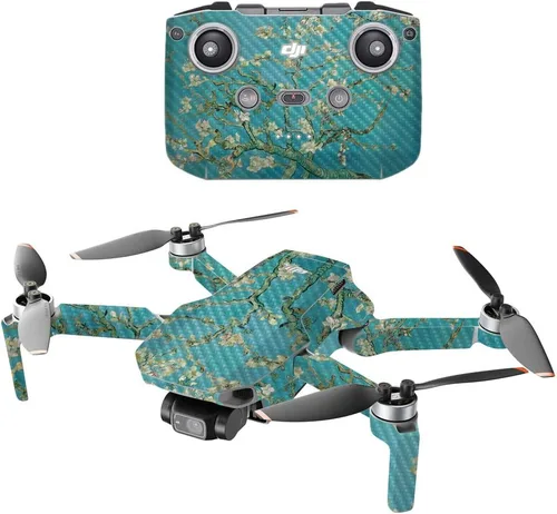 Vista 8 de MIGHTY SKINS Fibra de carbono compatible con DJI Mini 2 Dron portátil – Negro abstracto Acabado de fibra de carbono texturizado protector