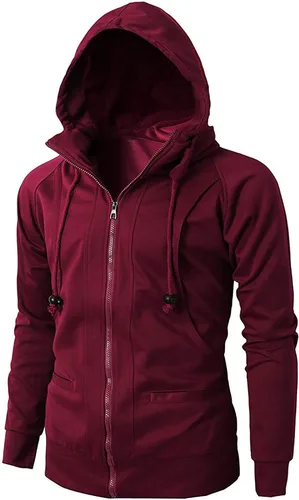 Vista 5 de Men's Hooded Track Jacket Full Zip Patchwork Hoodies Slim Fit Athletic Sweatshirt Jackets Casual Long Sleeve Outwear