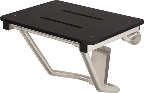 Vista 6 de Asiento de ducha plegable de montaje en pared negro de 32" x 15", compatible con ADA