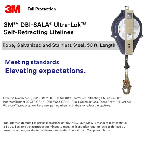 Vista 5 de 3M DBI-SALA Ultra-Lok Línea de vida autorretráctil 3503882, cable de acero inoxidable, 50 pies