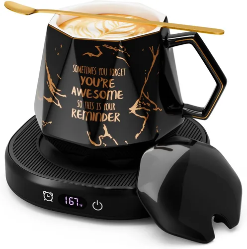 Vista 10 de You're Awesome Juego de Calentador de Tazas de Café, Calentador de Tazas de Café Eléctrico Inteligente para Escritorio de Oficina, 4 Ajustes