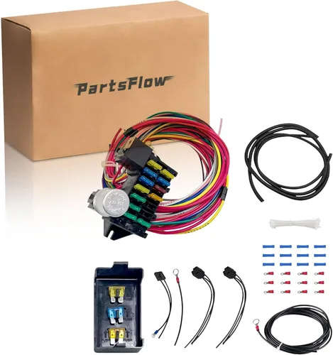 Vista 47 de PartsFlow Arnés de cableado universal extra largo de 12 circuitos Street Hot Rod Wire para Chevrolet Chevy Mopar para Ford Muscle Car, arnés