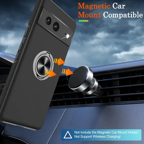 Vista 6 de para Pixel 7 Funda con protector de pantalla HD, a prueba de golpes para Google Pixel 7 Funda de teléfono con soporte magnético de anillo de 360°
