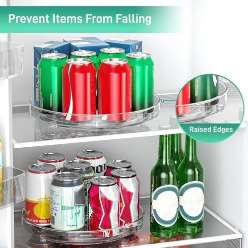 Vista 6 de Optish Paquete de 4 organizadores Lazy Susan, tocadiscos Lazy Susan de 9.5 pulgadas para gabinete, organizador de refrigerador para organizadores